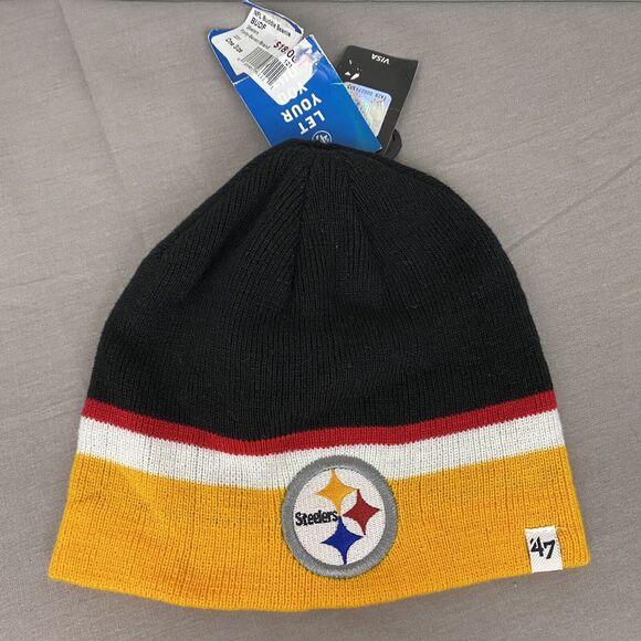 47 Brand Beanie Pittsburgh Steelers Kids One Size Black Yellow NWT Buddie - Picture 1 of 6